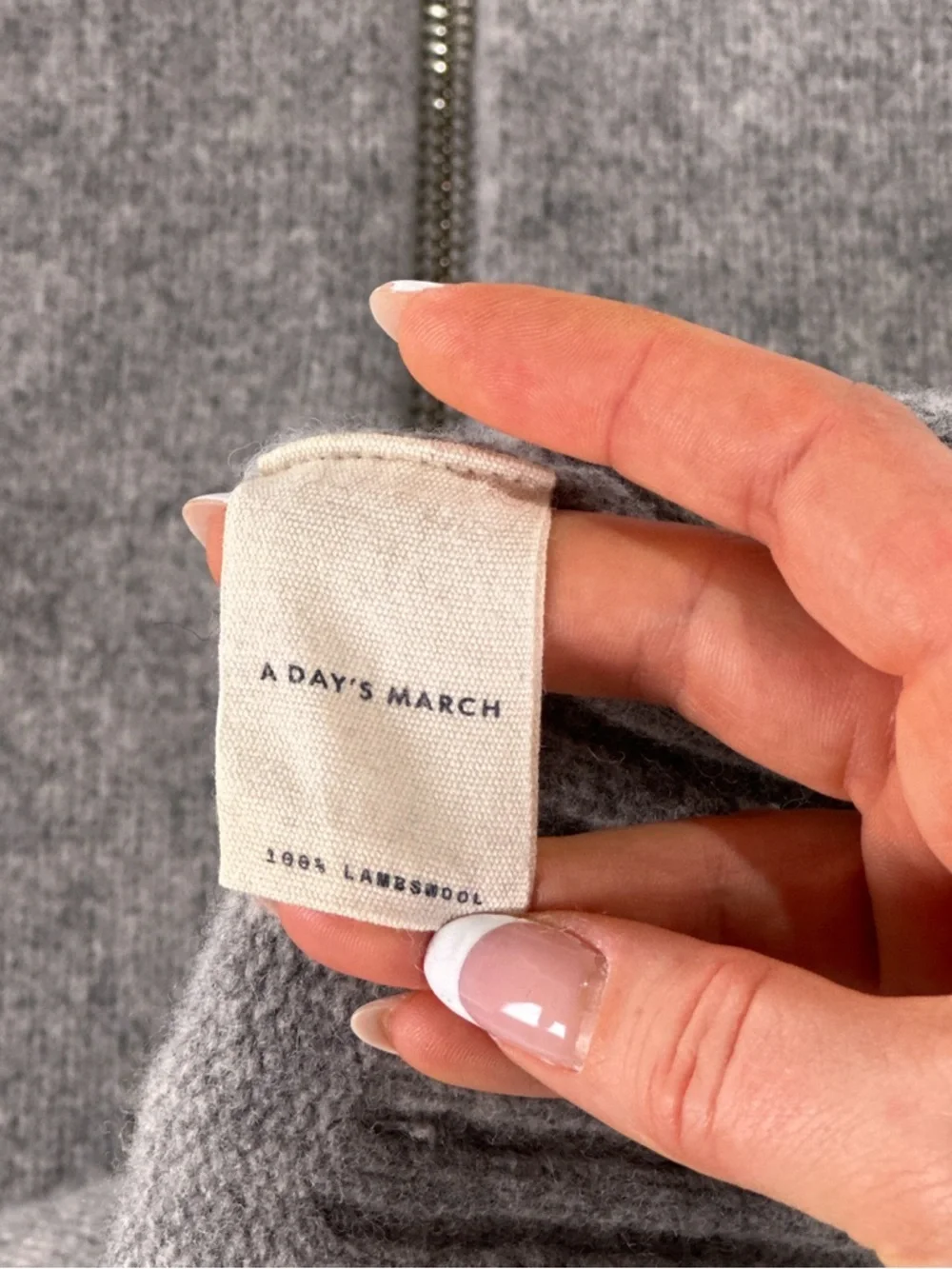 A Day's March Half Zip Sweater Mock Neck Lambswool Heather Grey Mens Large
